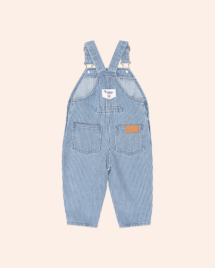 Huxbaby Car Denim Stripe Overalls in BLUE STRIPE