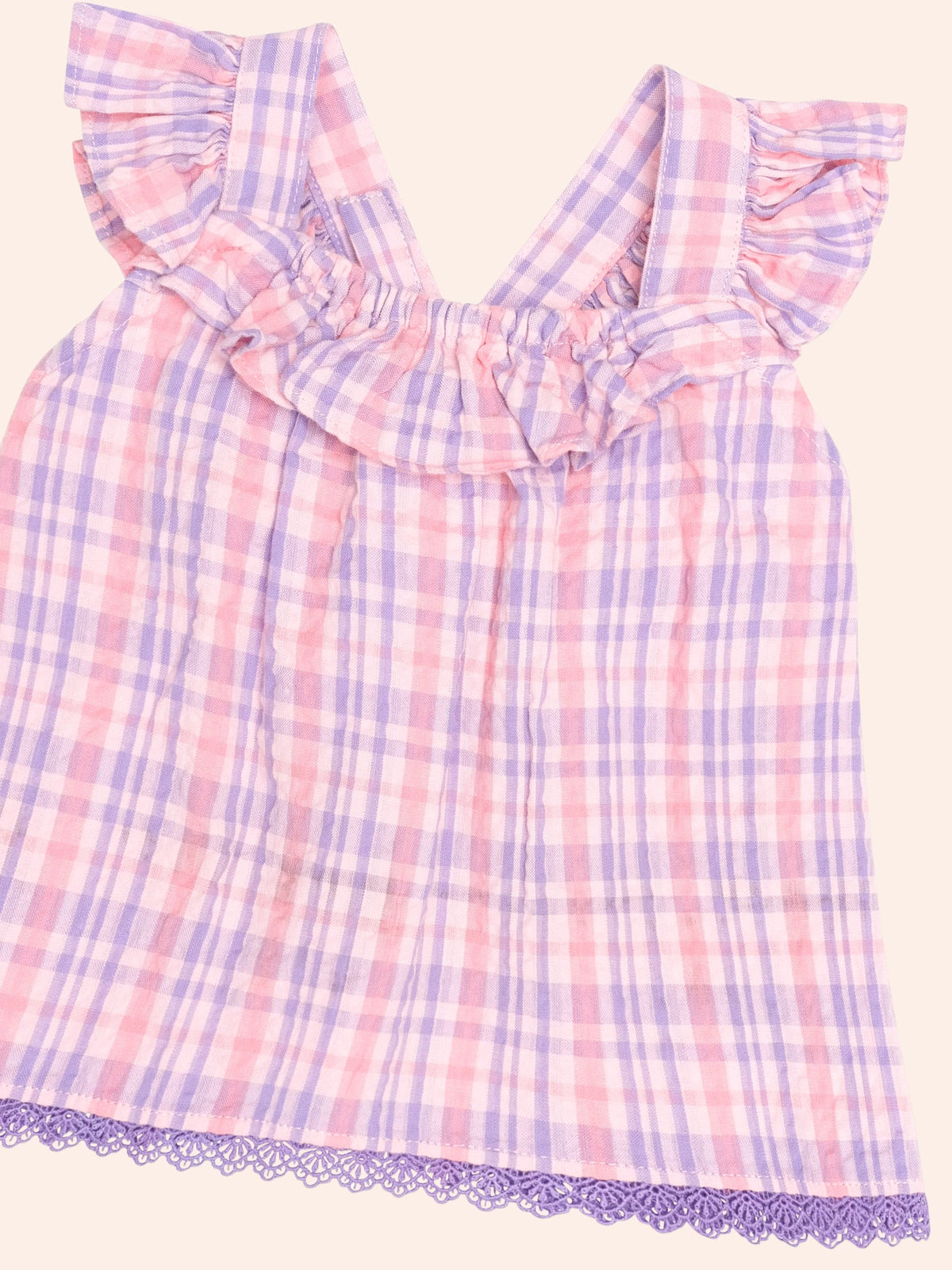 HUXBABY Tropical Check Tie Top in MULTI