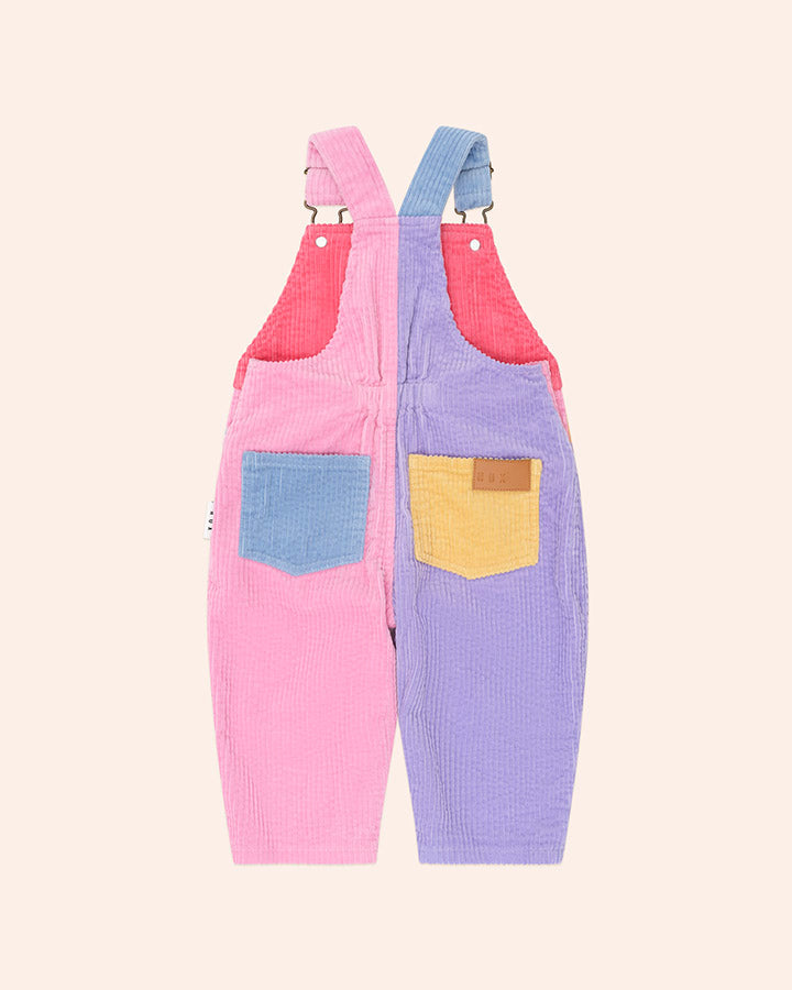 Huxbaby Colour Block Girl Cord Overalls in MULTI