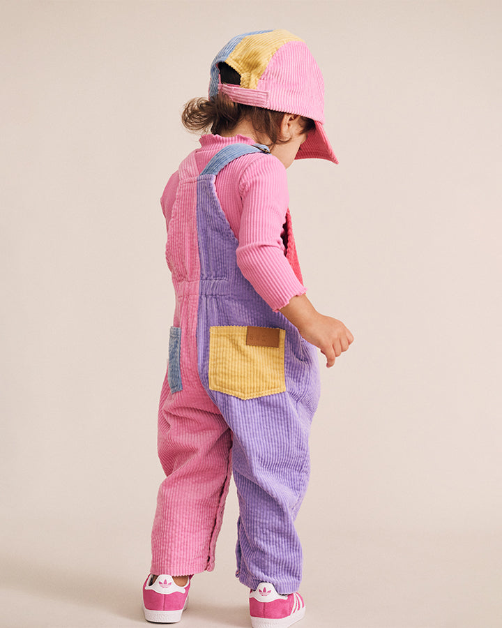 Huxbaby Colour Block Girl Cord Overalls in MULTI