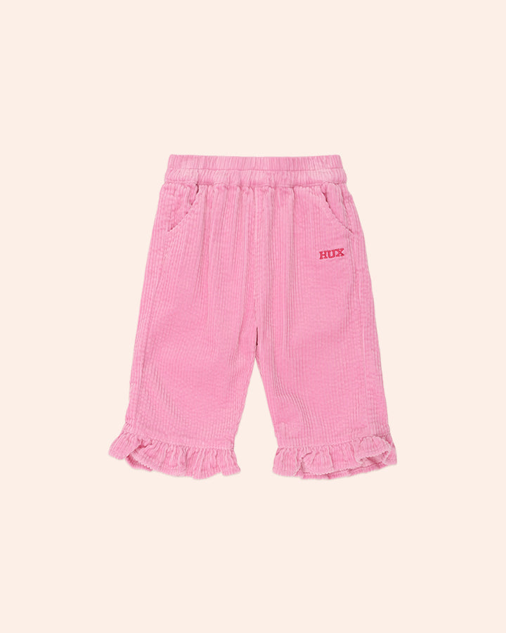 Huxbaby Cord Frill Hem Pant in STRAWBERRY
