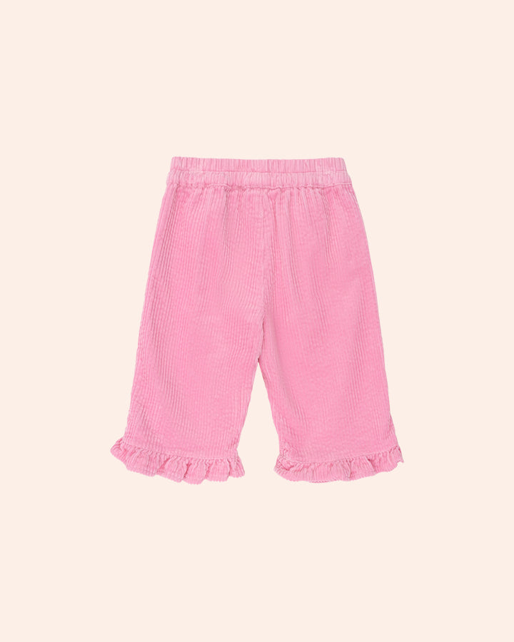 Huxbaby Cord Frill Hem Pant in STRAWBERRY