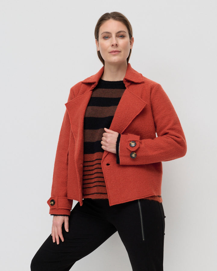 Yarra Trail Cropped Boiled Wool Jacket in COPPER