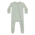 Quincy Mae - Bamboo Zip Footie - Sage Grid (QMS25)
