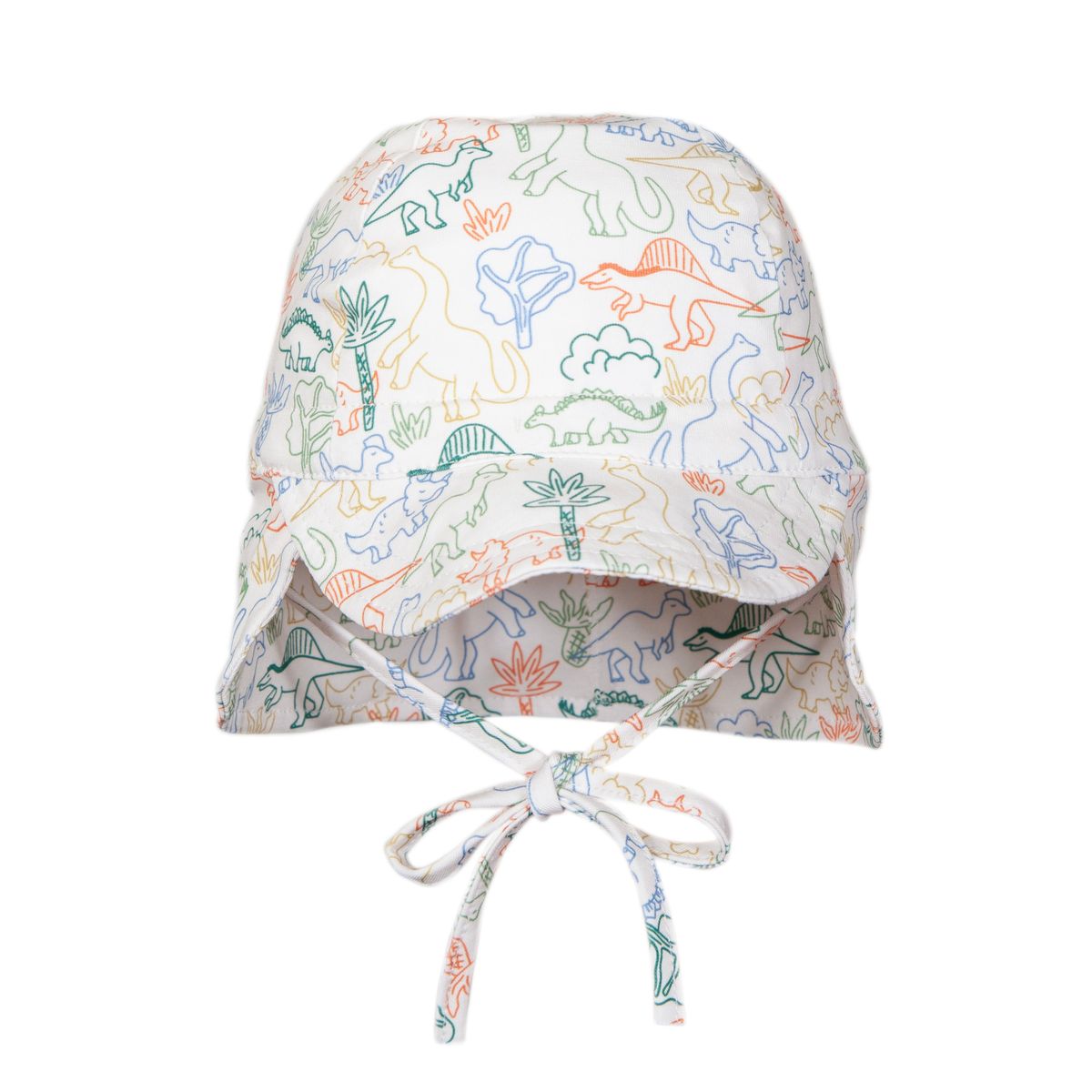 Acorn Kids Dino Soft Jersey Flap Cap in Natural and Multi