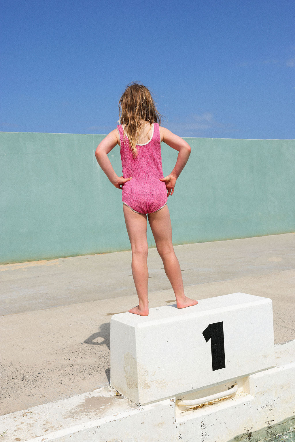Grown Ribbed Posy Swim Suit - Berry in Single