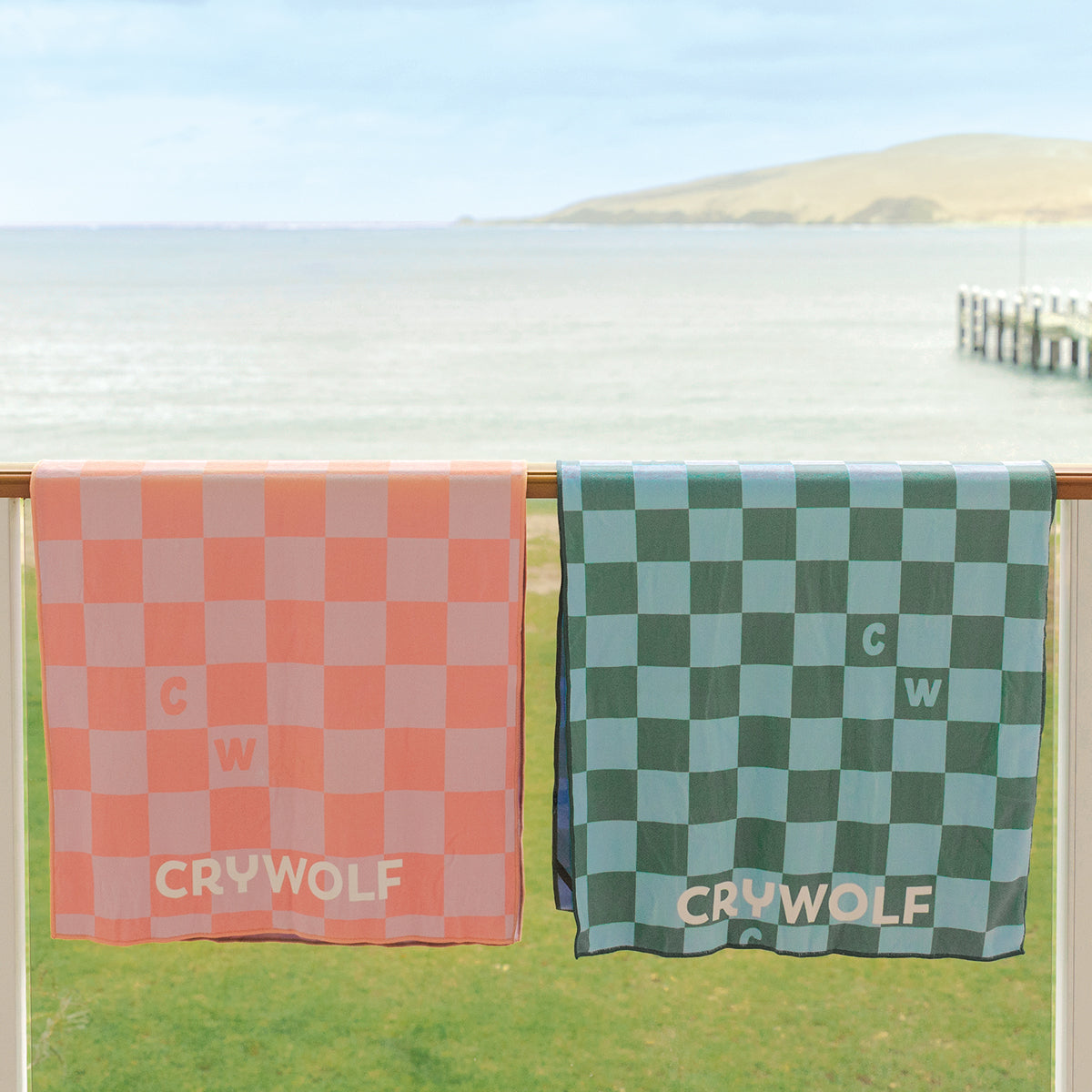 Crywolf RAPID DRY TOWEL Sea Green Check in Single