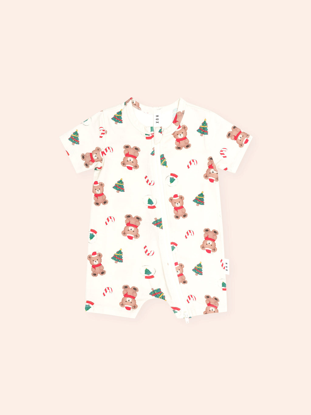 HUXBABY FESTIVE HUX ZIP ROMPER in EGGNOG