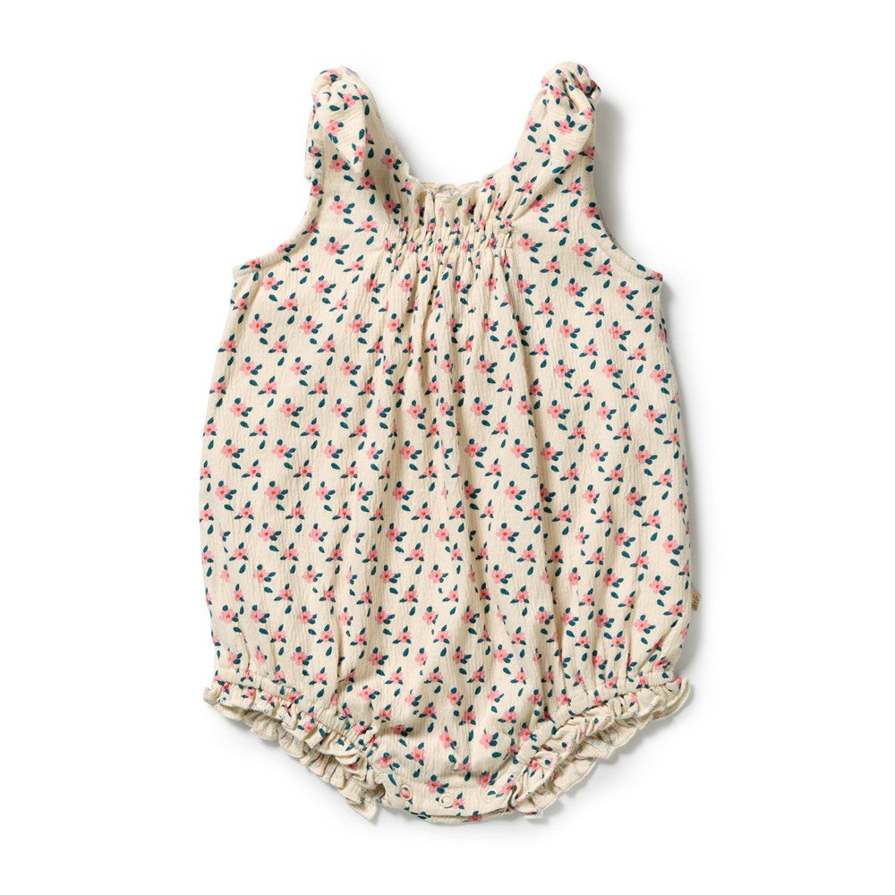 Wilson and Frenchy Little Blossom Organic Crinkle Tie Playsuit in Little Blossom