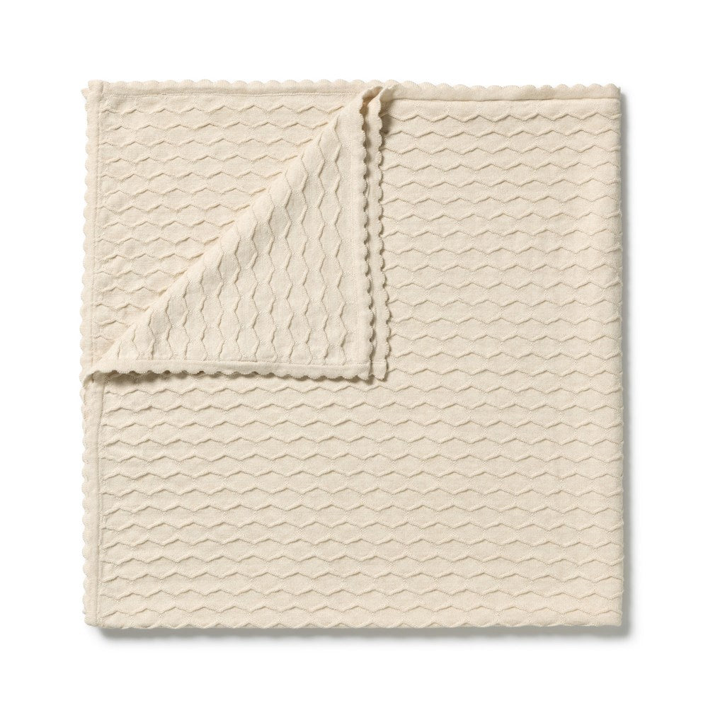 Wilson and Frenchy Milk Cloud Organic Knitted Chevron Blanket in Milk Cloud