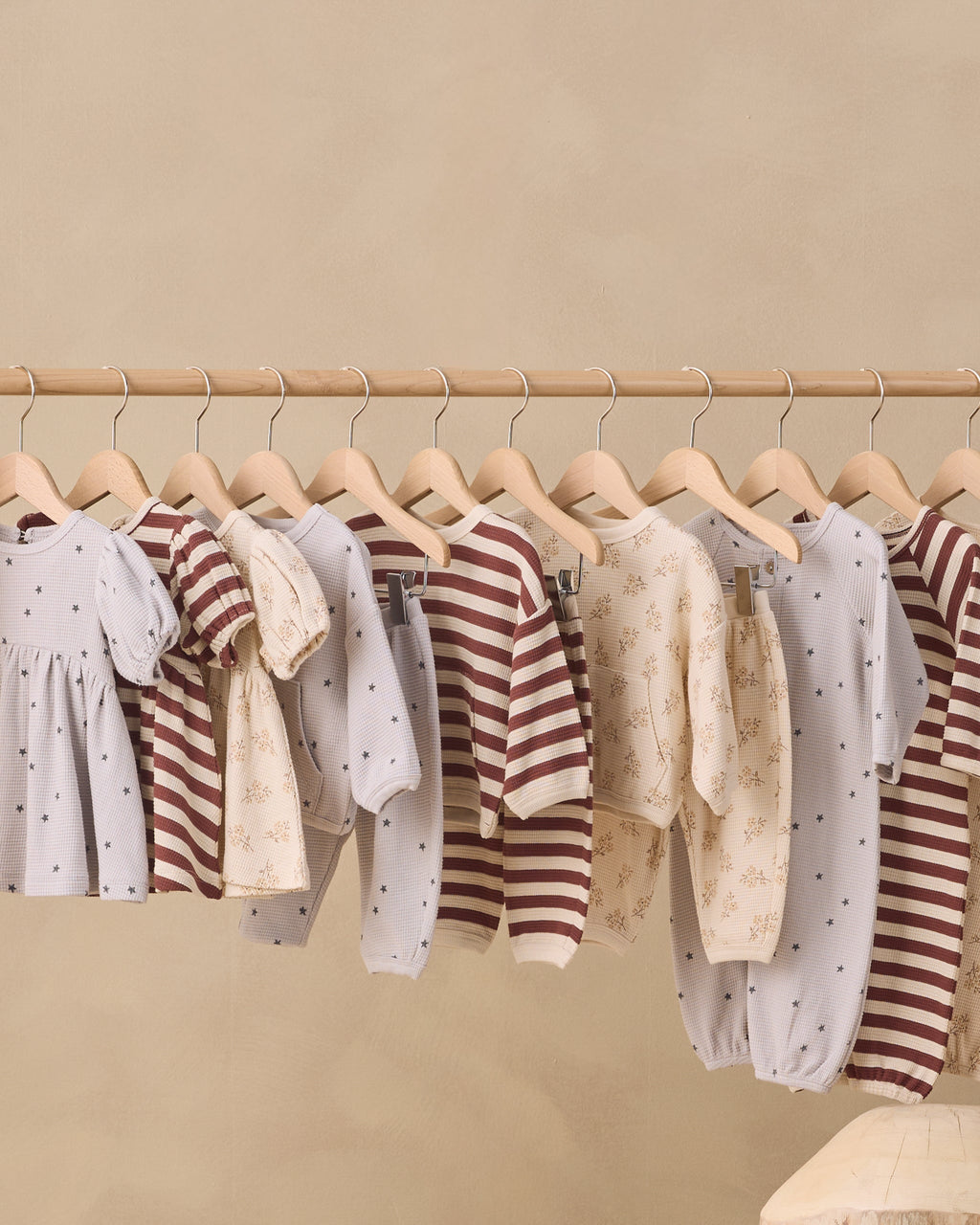 Quincy Mae Waffle Slouch Set Black Cherry Stripe in BLACK-CHERRY