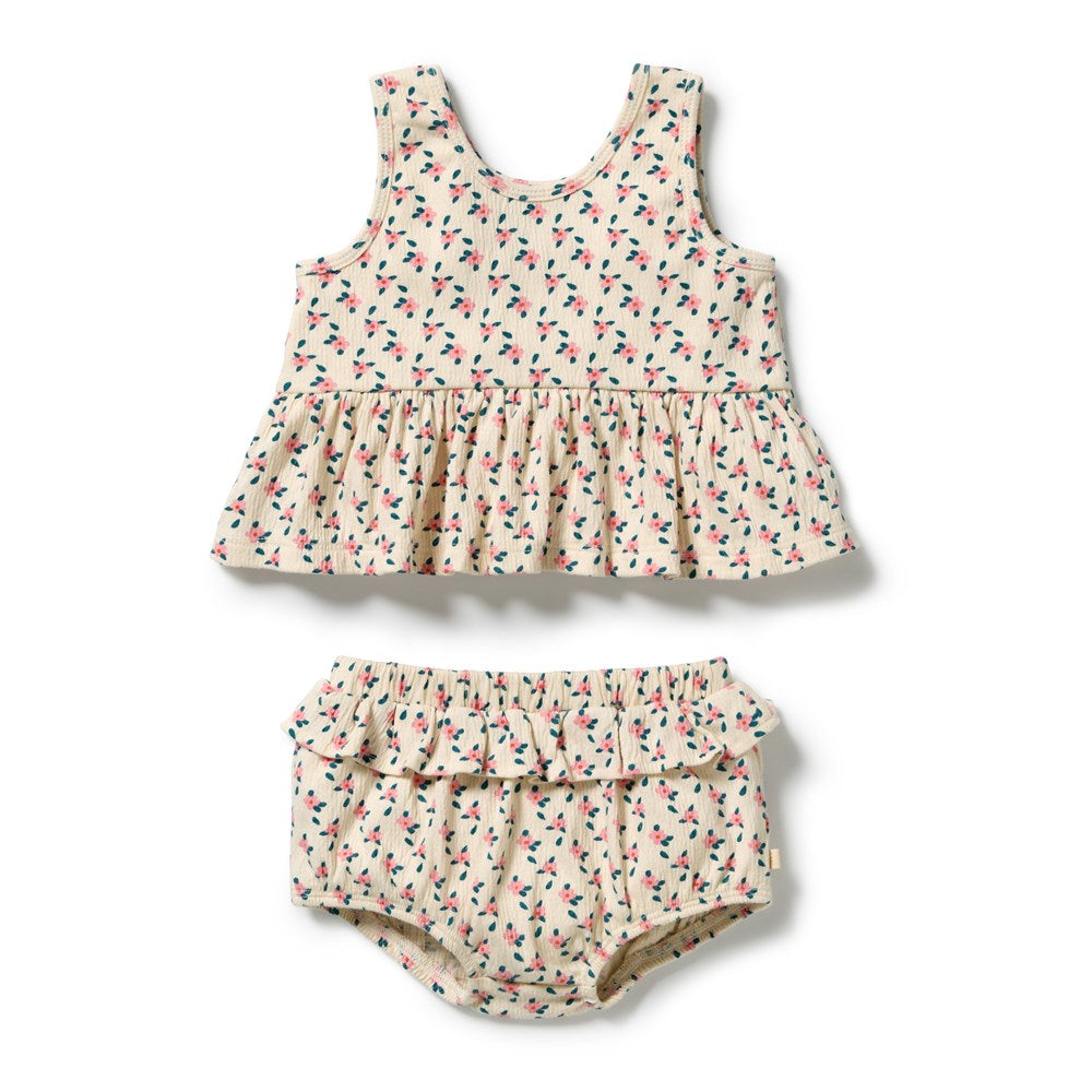 Wilson and Frenchy Little Blossom Organic Crinkle Ruffle Set in Little Blossom