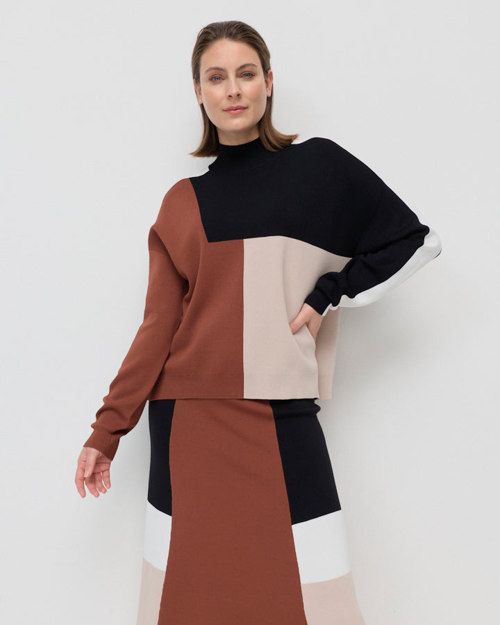 Yarra Trail Earth Tones Knit Skirt in CHESTNUT