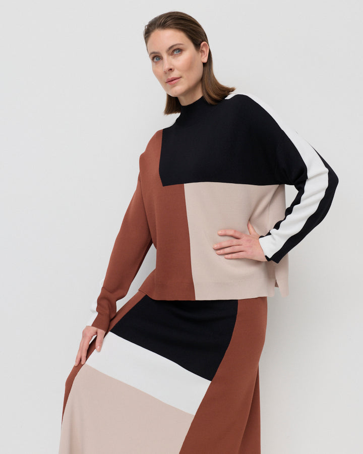 Yarra Trail Earth Tones Knit Skirt in CHESTNUT