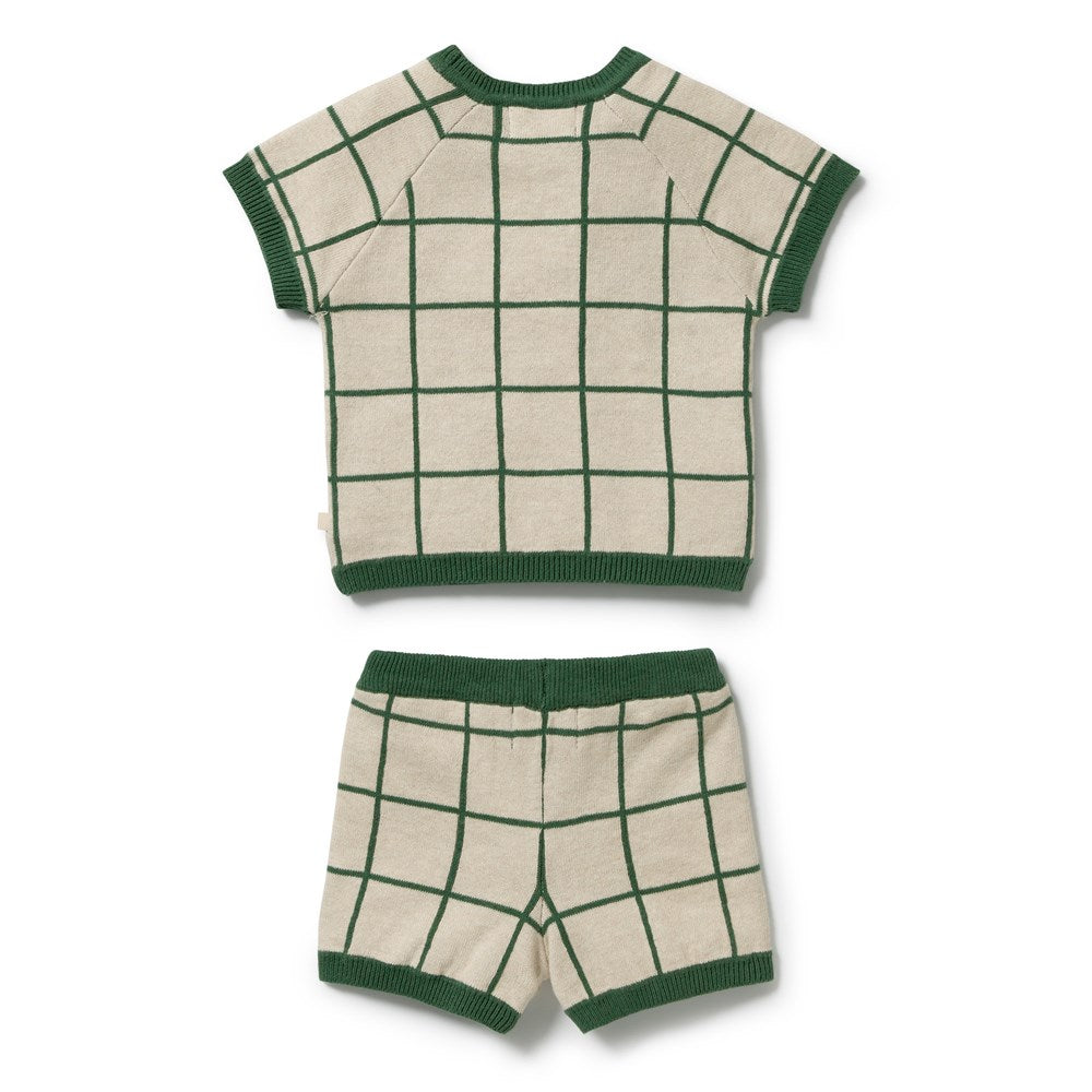 Wilson and Frenchy Lagoon Organic Knitted Check Set in Lagoon