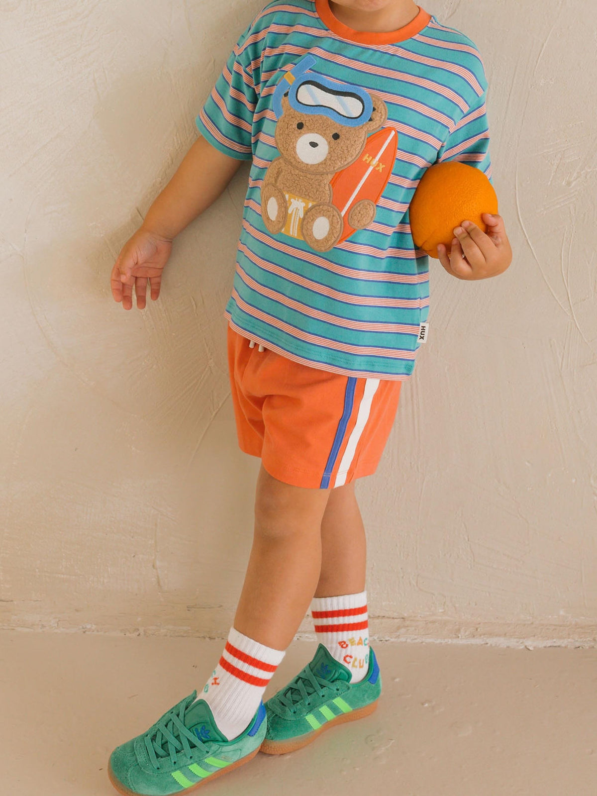 HUXBABY Snorkel Sitting Hux Stripe Drop Shoulder Tee in Single