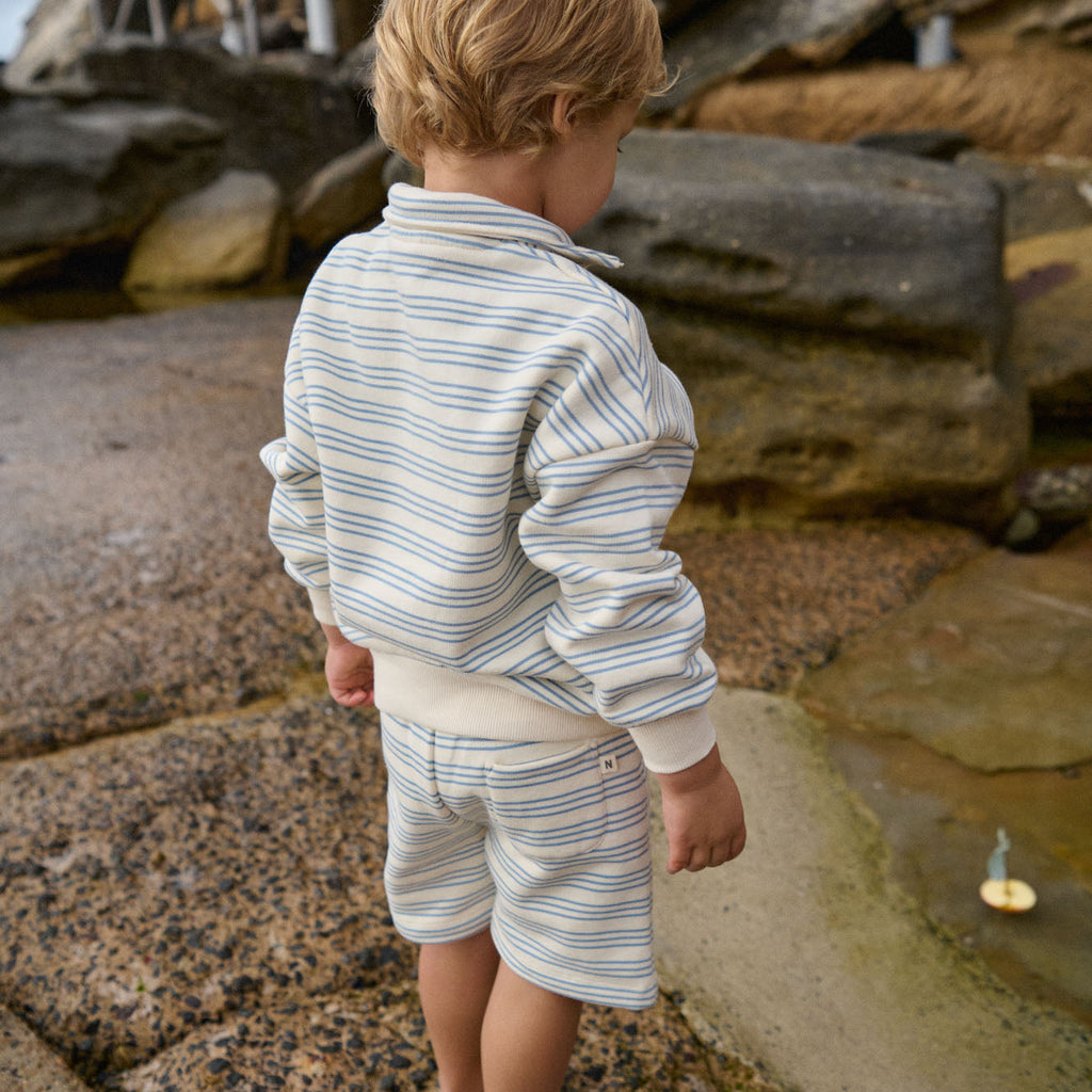 Nature Baby Jimmy Shorts Sweatshirt in Stripe Trio
