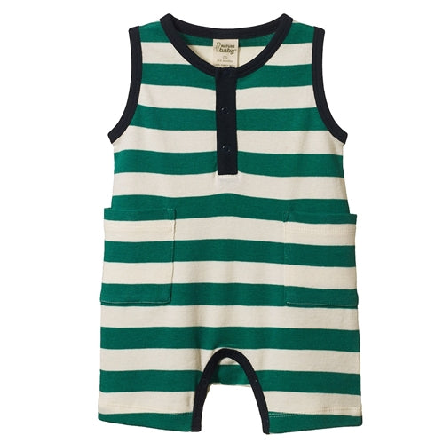 Nature Baby - Camper Suit - Peppermint/Navy Stripe (NBSS25)