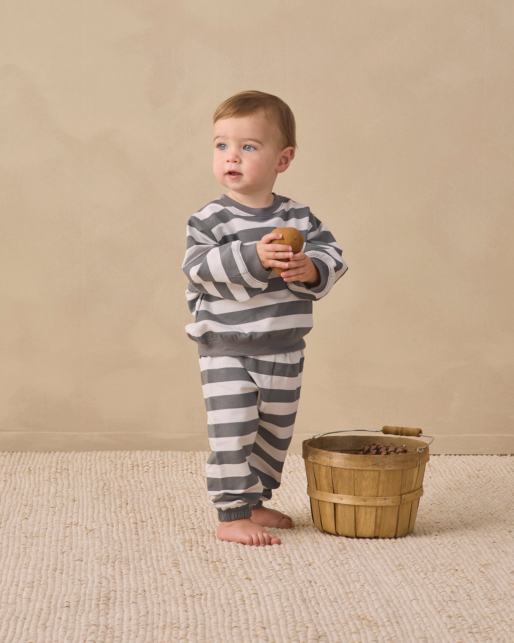Quincy Mae Oversized Crew Sweatshirt Midnight Stripe in MIDNIGHT