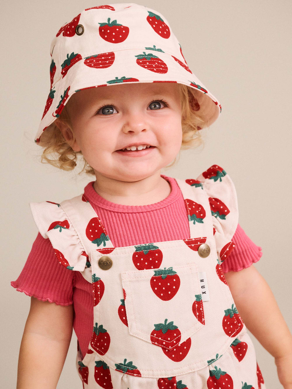 HUXBABY STRAWBERRY BUBBLE ROMPER in MULTI STRAWBERRY