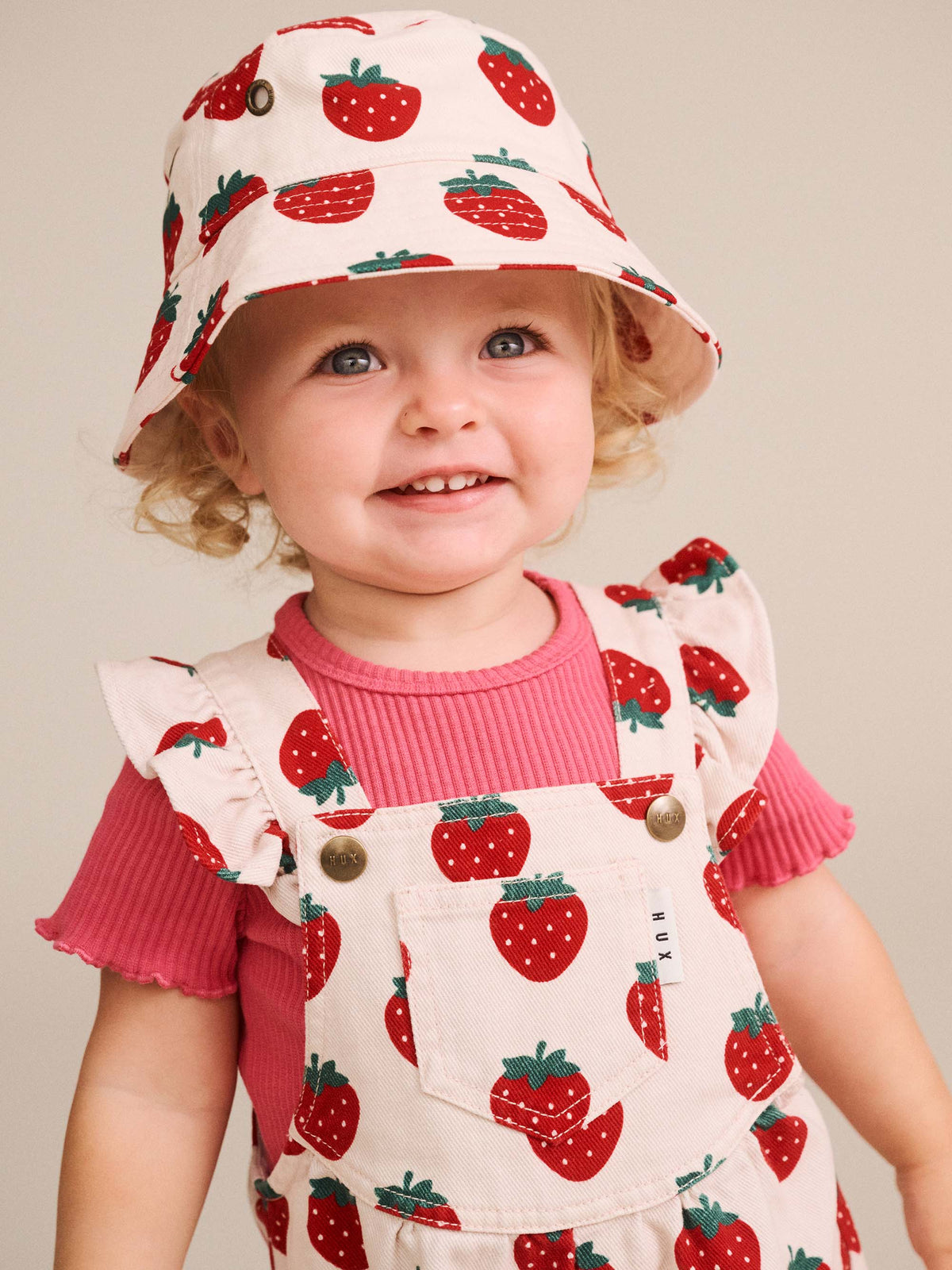 HUXBABY STRAWBERRY BUBBLE ROMPER in MULTI STRAWBERRY
