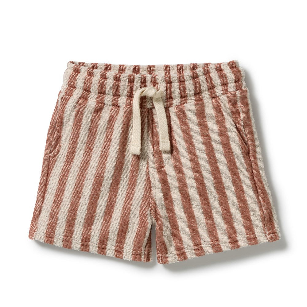 Wilson and Frenchy Cherry Cola Stripe Organic Terry Short in Cherry Cola Stripe