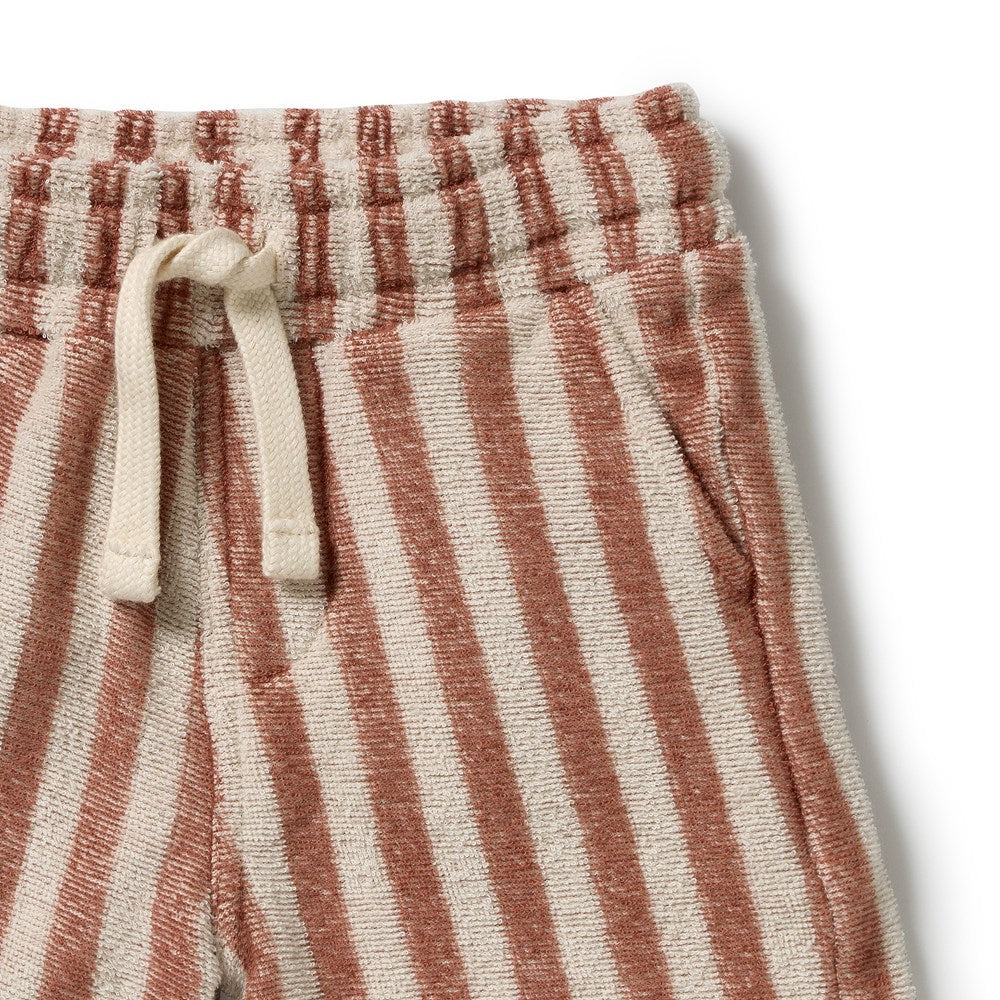 Wilson and Frenchy Cherry Cola Stripe Organic Terry Short in Cherry Cola Stripe