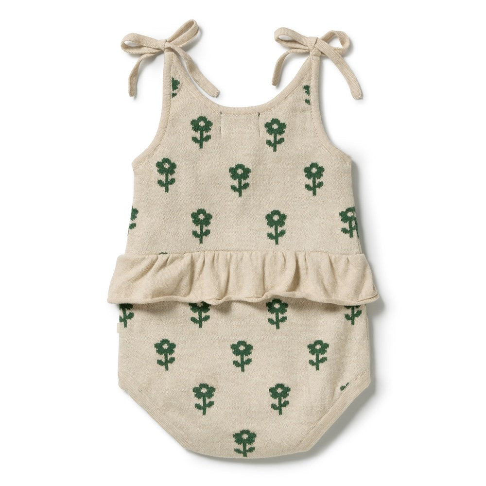 Wilson and Frenchy Fleur Organic Knitted Jacquard Playsuit in Fleur
