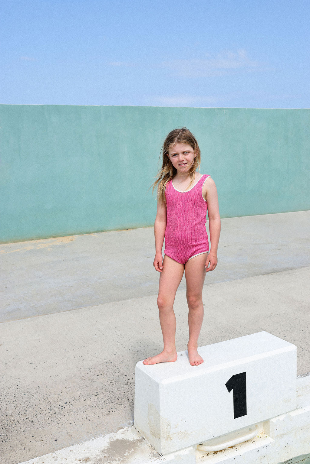 Grown Ribbed Posy Swim Suit - Berry in Single