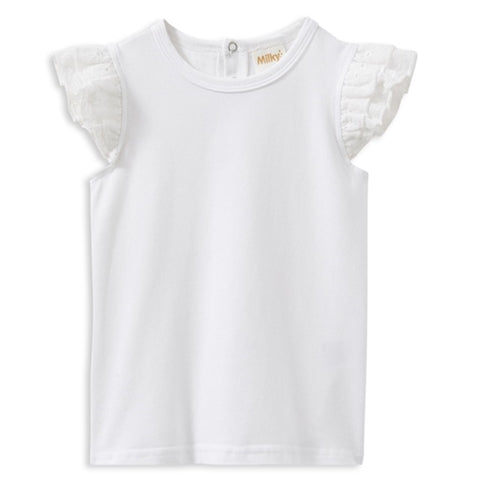 Milky - White Broderie Frill Tee (MS25)