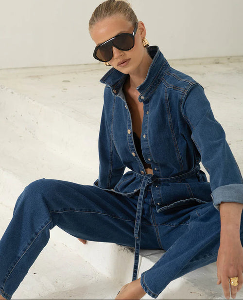 AVE - DK WASH PEPLUM JACKET