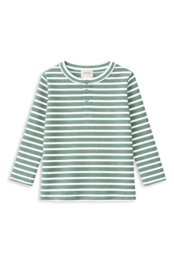 Milky Clothing Fern Stripe Henley in Fern Stripe