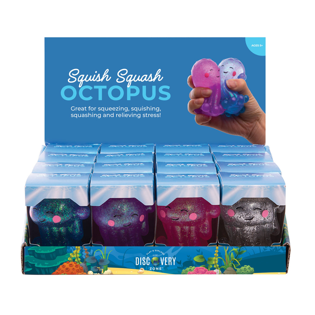 Discovery Zone Squish Squash Octopus Cdu 16pcs/4 Assorted in Single