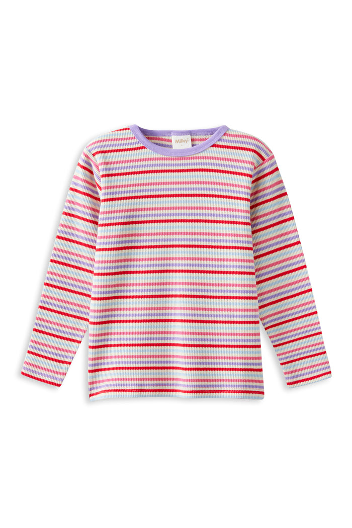 Milky Clothing Jellybean Waffle Tee in Multi Stripe