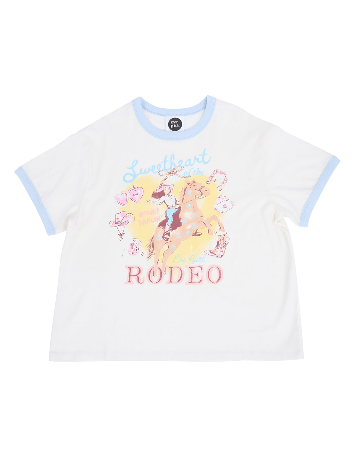 Eve Girl Lasso Ringer Tee (Size 3-7) in VINTAGE WHITE