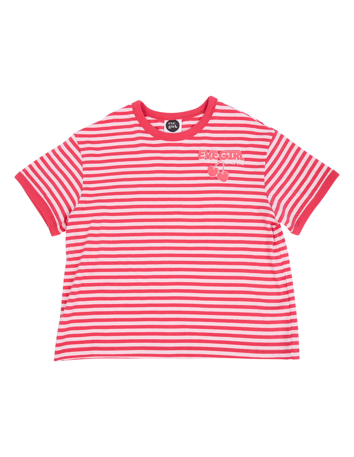 Eve Girl Lounge Club Stripe Tee (Size 3-7) in WATERMELON