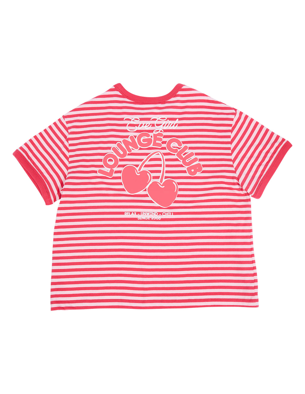 Eve Girl Lounge Club Stripe Tee (Size 3-7) in WATERMELON