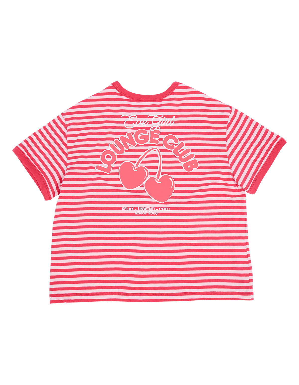 Eve Girl Lounge Club Stripe Tee (Size 3-7) in WATERMELON
