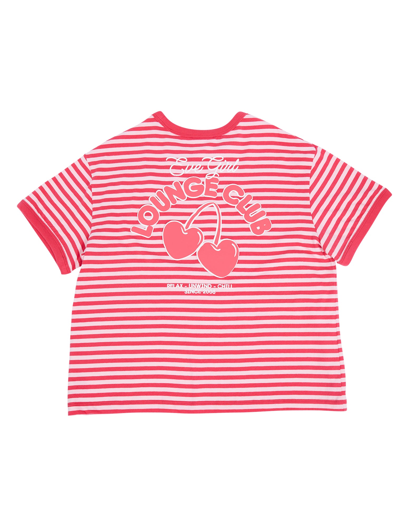 Eve Girl Lounge Club Stripe Tee (Size 8-16) in WATERMELON