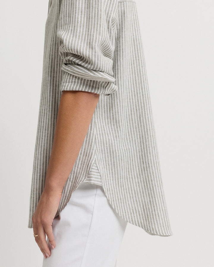 Yarra Trail Mornington Shirt in MOSS/WHITE
