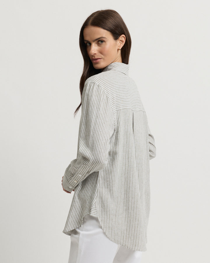 Yarra Trail Mornington Shirt in MOSS/WHITE