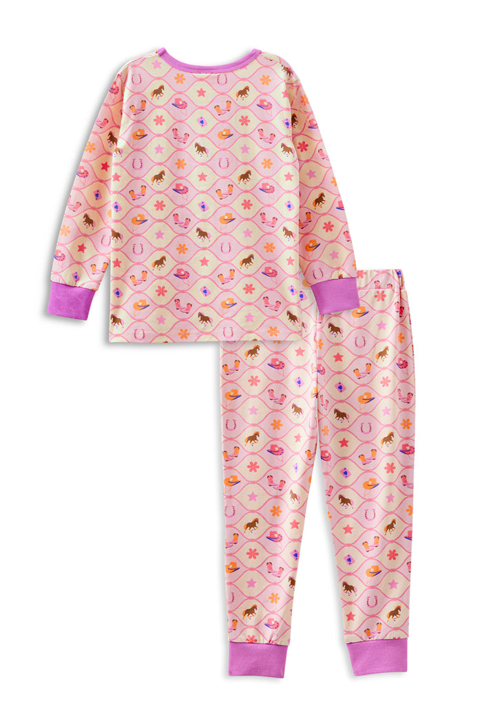 Milky Clothing Rodeo Dreams Pj'S in Off White / Pink