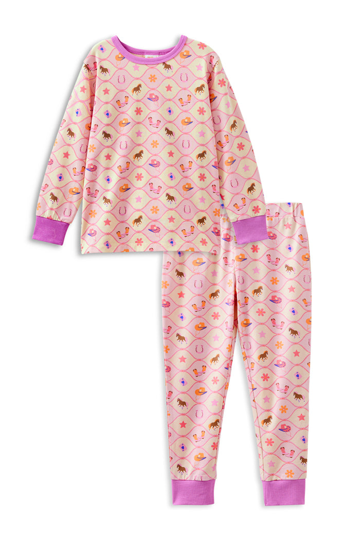 Milky Clothing Rodeo Dreams Pj'S in Off White / Pink