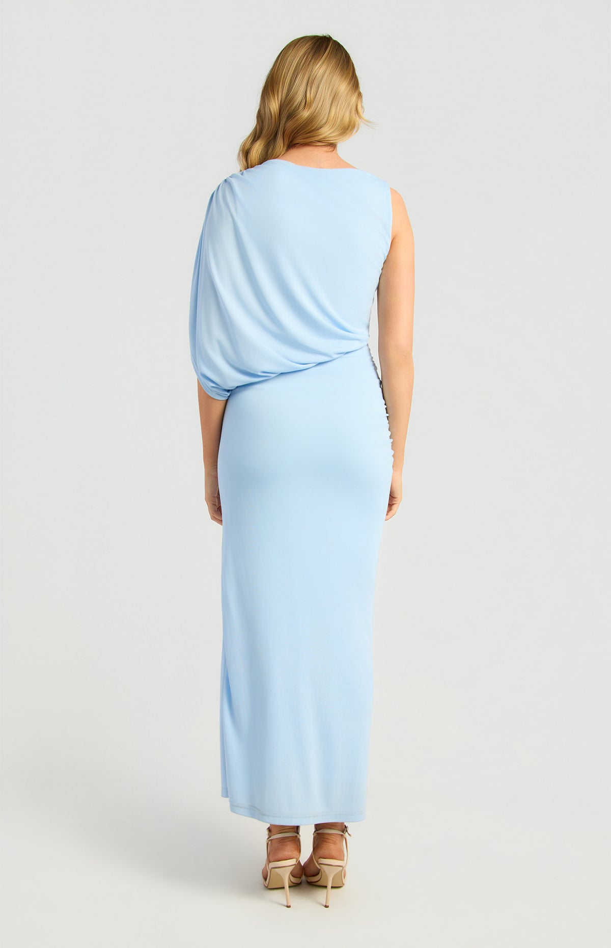 Style State - Bubble Waist Cape Sleeve Midi Dress