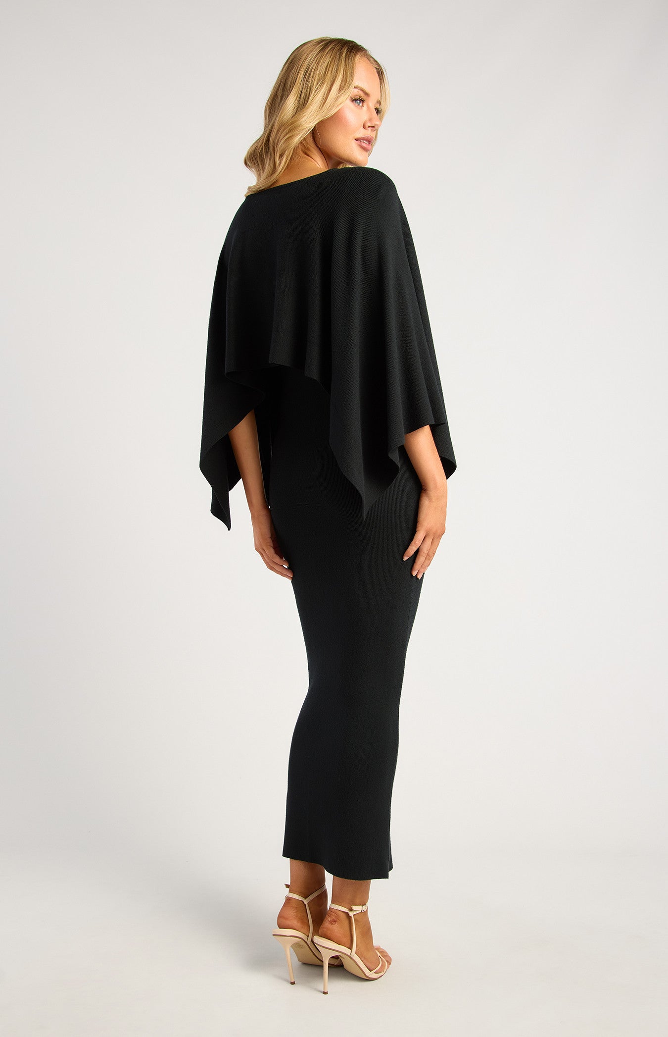 Style State - Two Way Wear Cape Feature Knit Dress
