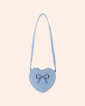 Huxbaby Stripe Denim Bow Heart Handbag in DENIM BLUE