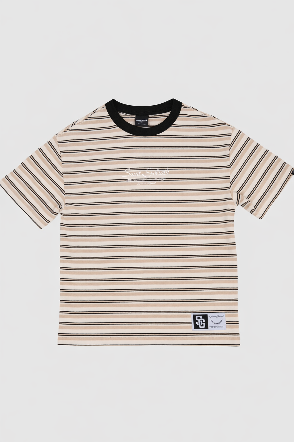 St Goliath Boys Stripe Ringer Tee (Size 3-7) in TAN