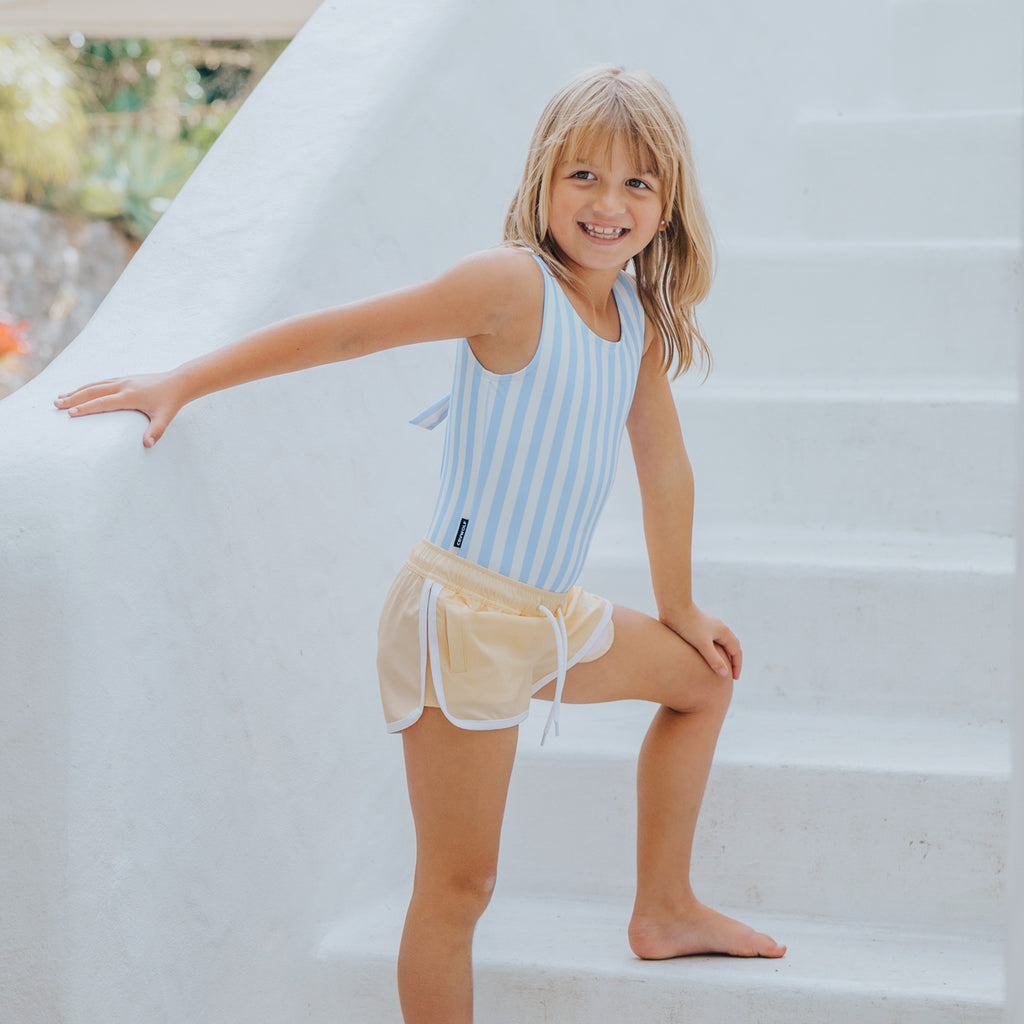 Crywolf Swimsuit Sky Blue Stripe in Sky Blue Stripe