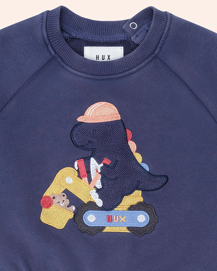 Huxbaby Tradie Dino Sweatshirt in WASHED NAVY