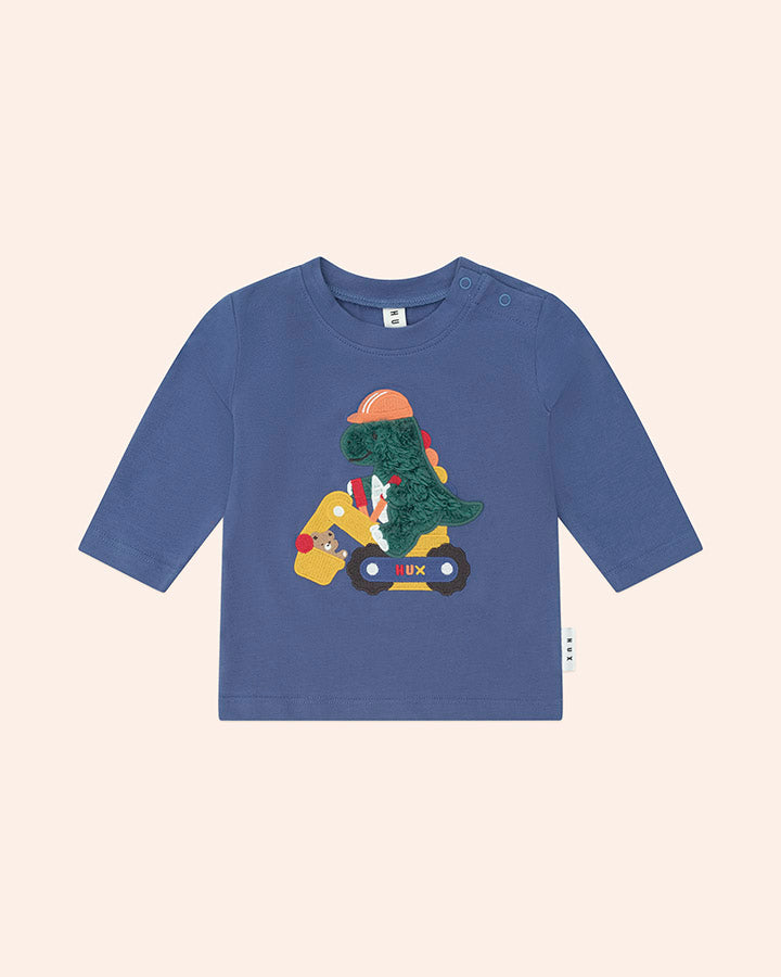 Huxbaby Tradie Dino Top in VINTAGE BLUE